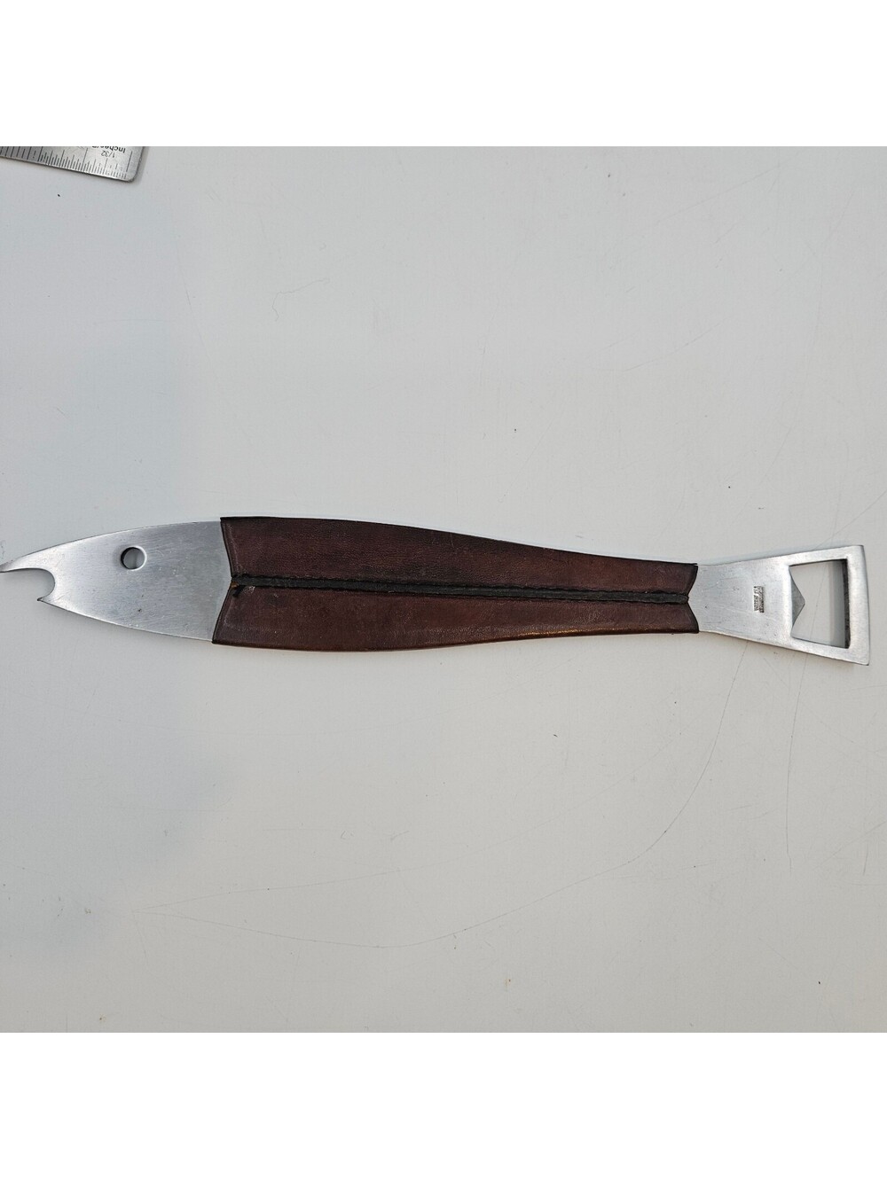 Carl Auböck MCM Model 4687 Neptune Fish Bottle Opener Leather Stainless Austria
